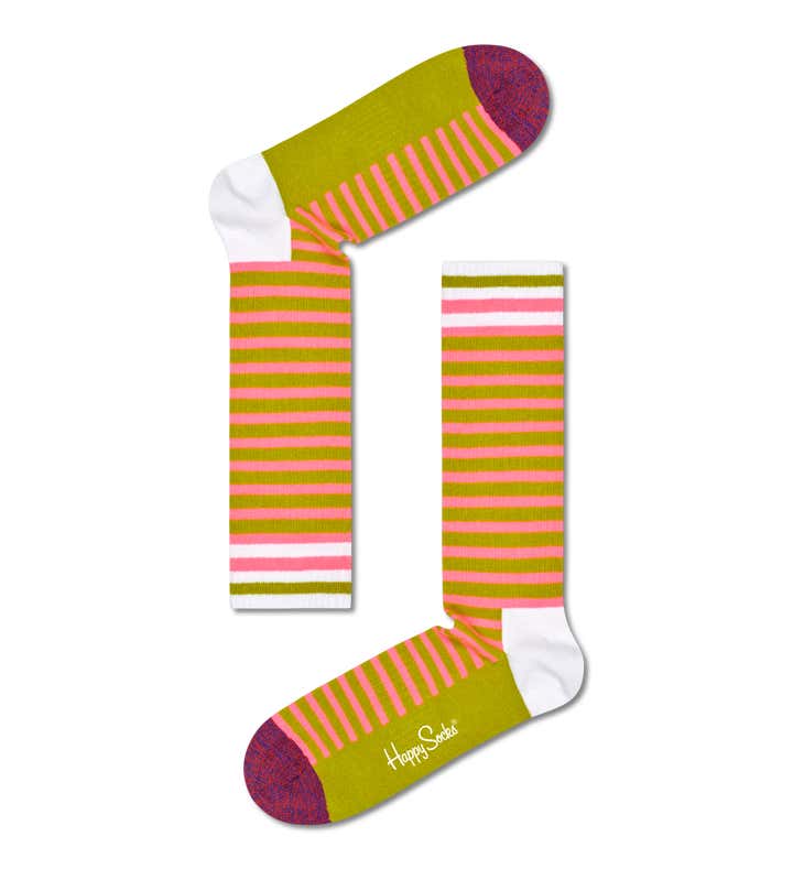 Neon Stripe Thin Crew Sock 1