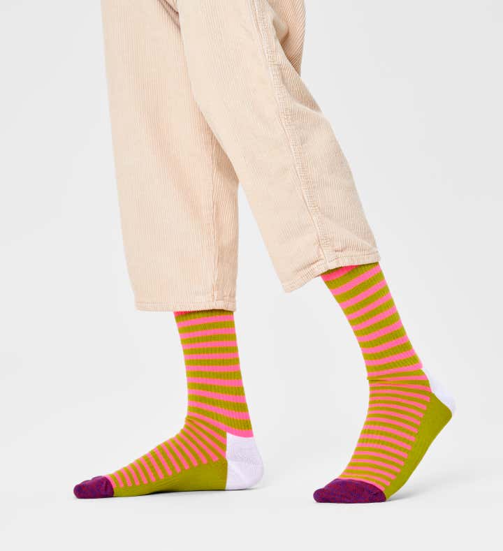 Neon Stripe Thin Crew Sock 2
