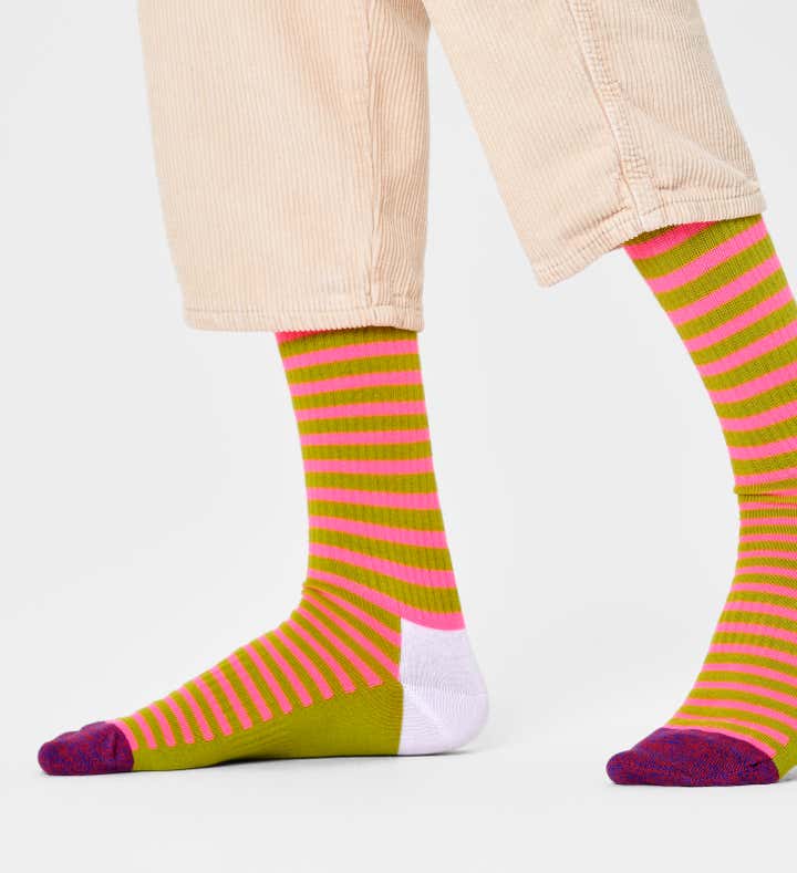 Neon Stripe Thin Crew Sock 3