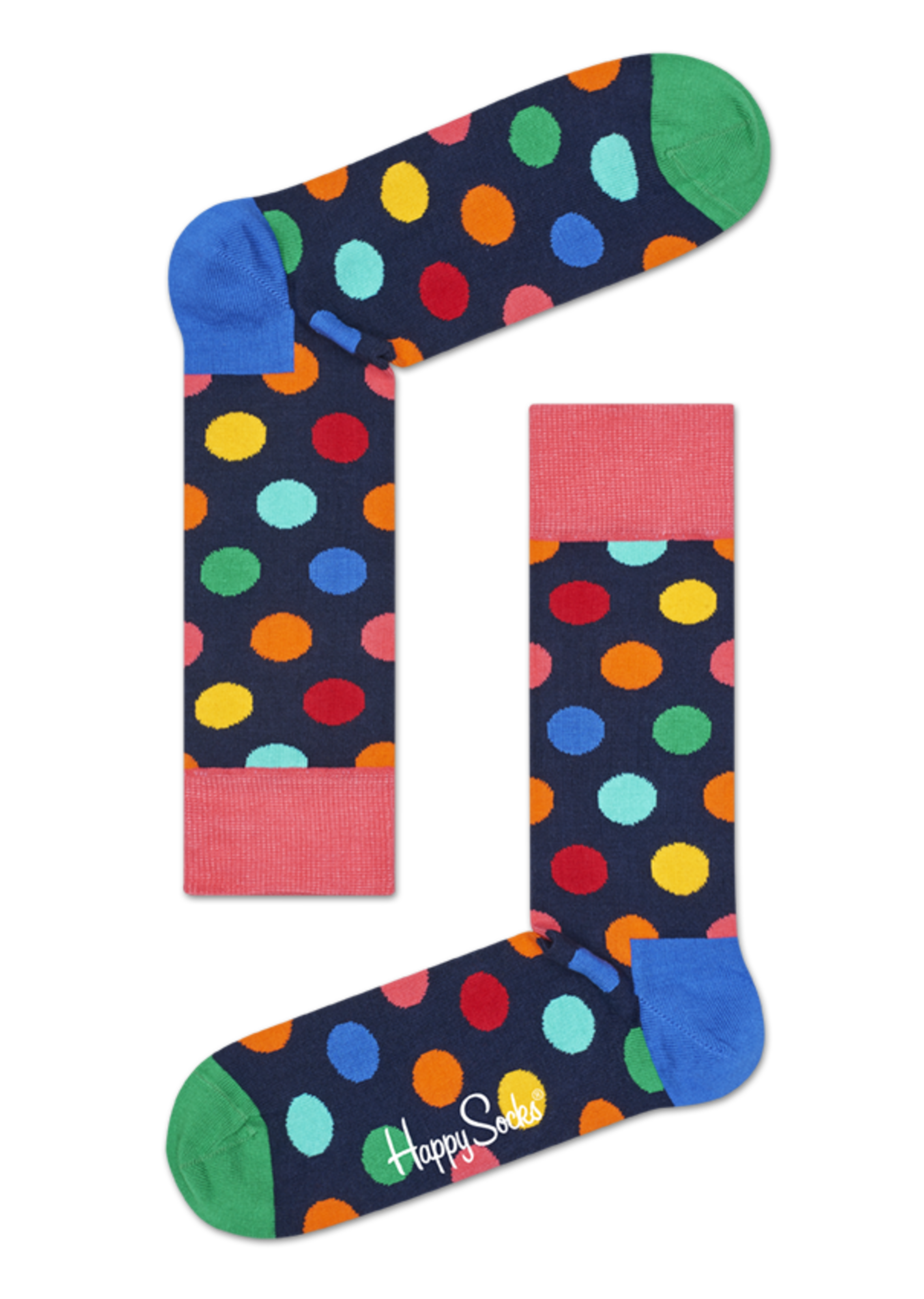 Navy Blue Cotton Crew socks: Big Dot pattern | Happy Socks