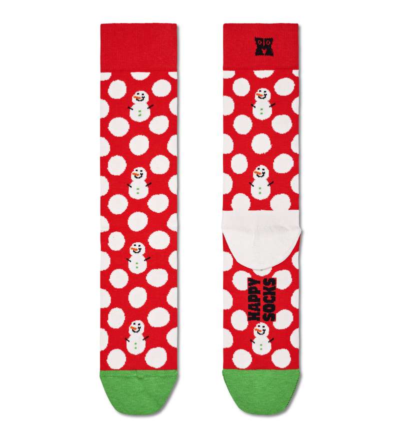 Colorful Polka Dot Snowman Socks | Fun Winter Novelty Socks