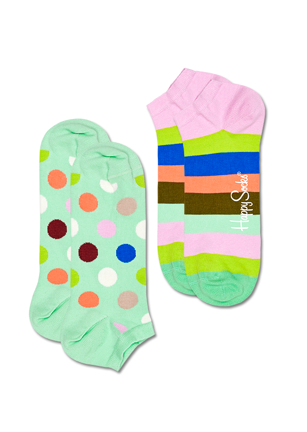 No-show Sock 2pc: Big Dot Stripe | Happy Socks