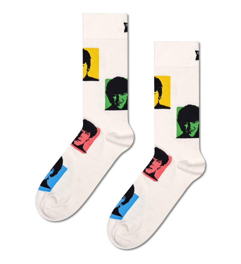 White Beatles Silhouettes Crew Sock | Happy Socks