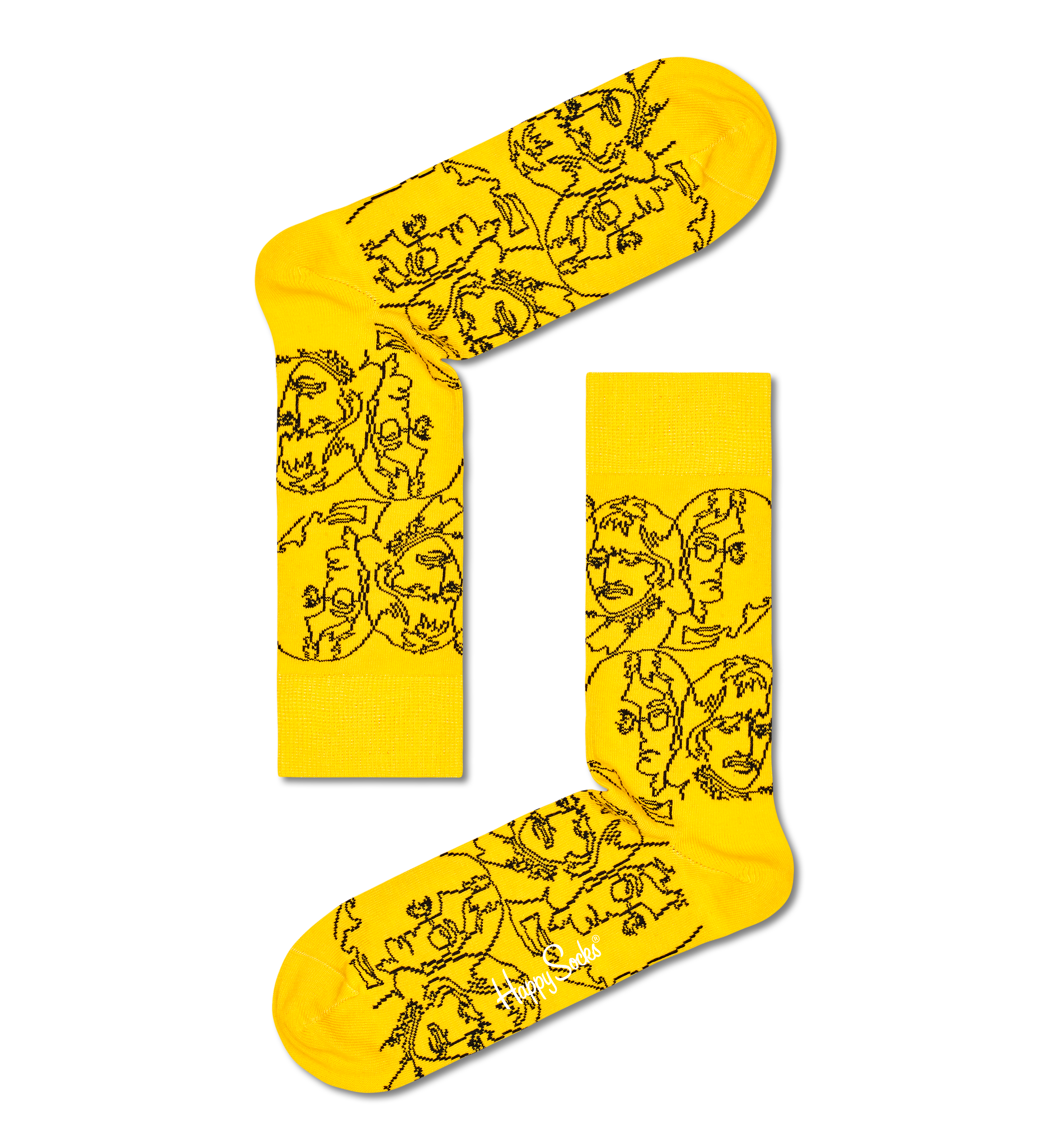 Yellow Beatles Lines Crew Sock | Happy Socks