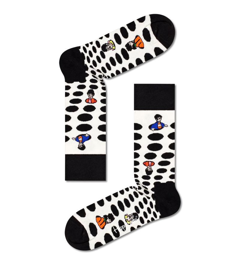 White Beatles Dot Crew Sock | Happy Socks