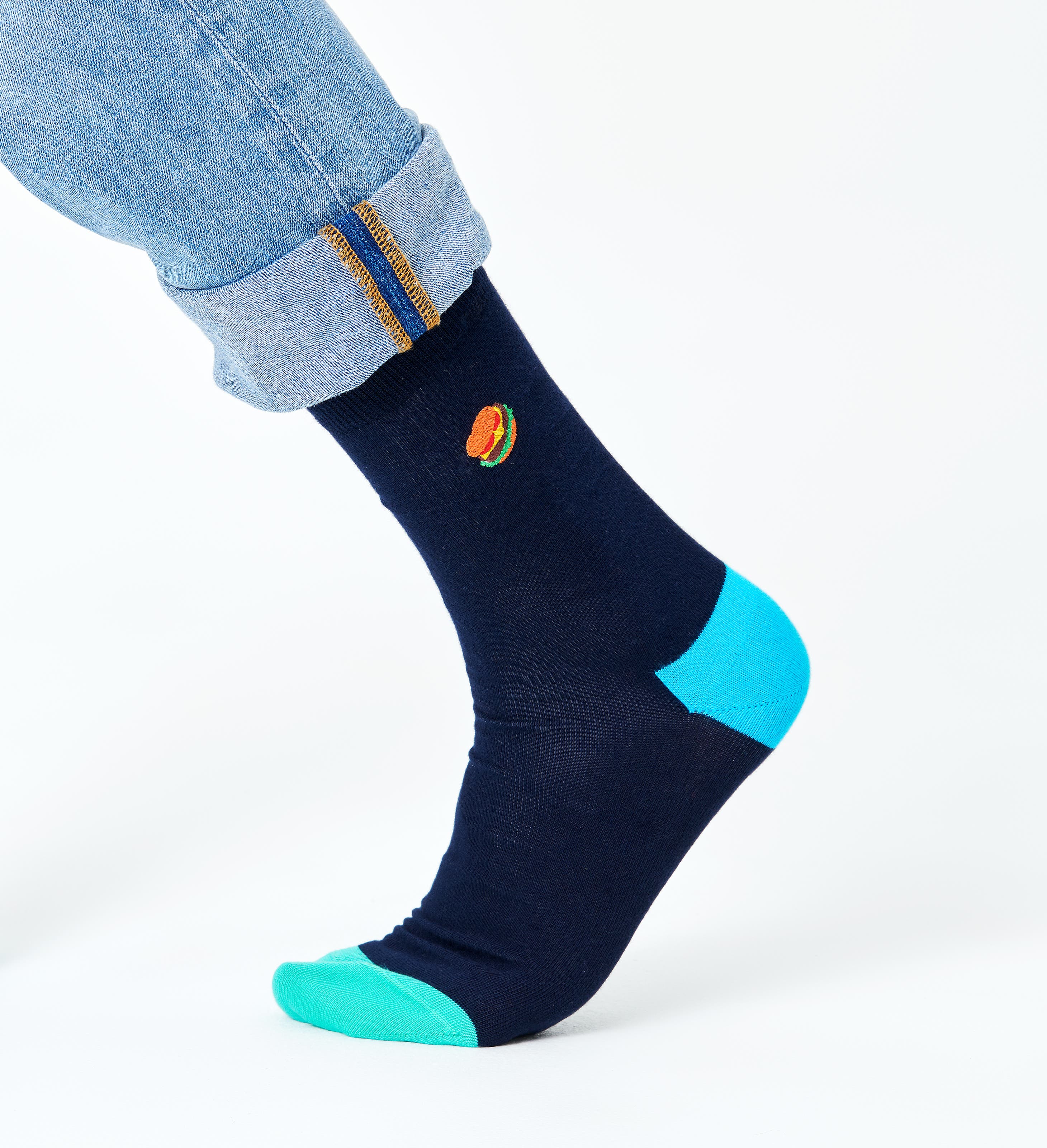 Happy Socks Embroidery Burger Sock Calzini Unisex-Adulto 