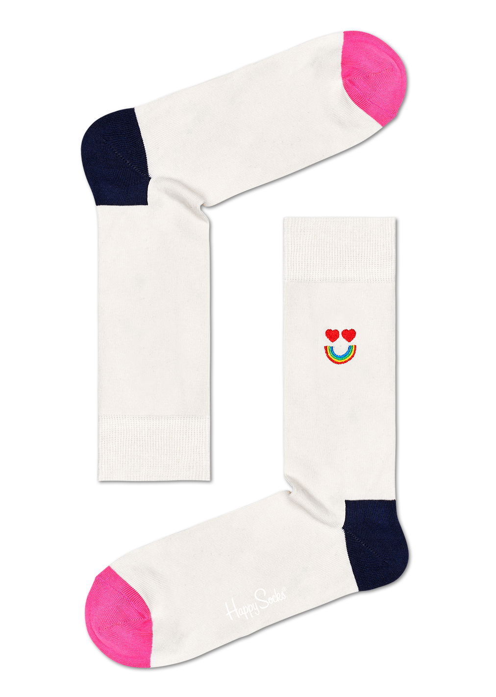White Sock: Happy Rainbow | Embroidery | Happy Socks