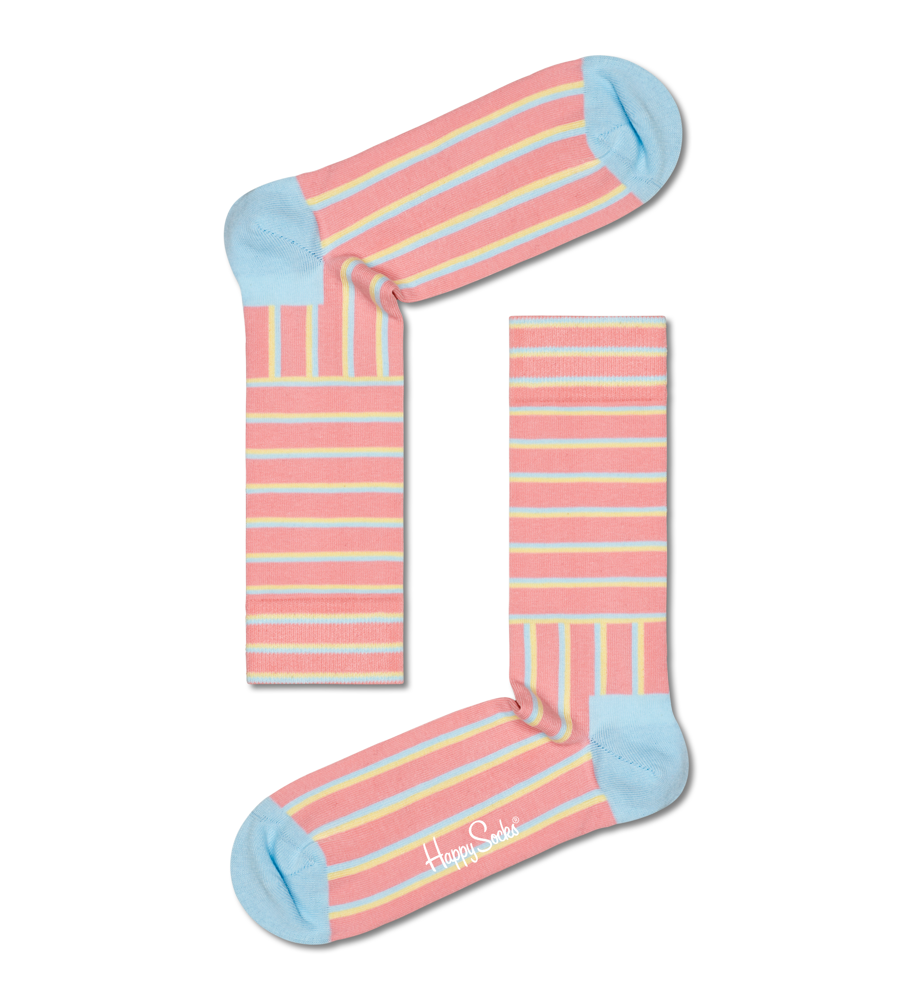 Light Pink Blocked Stripe Crew Sock