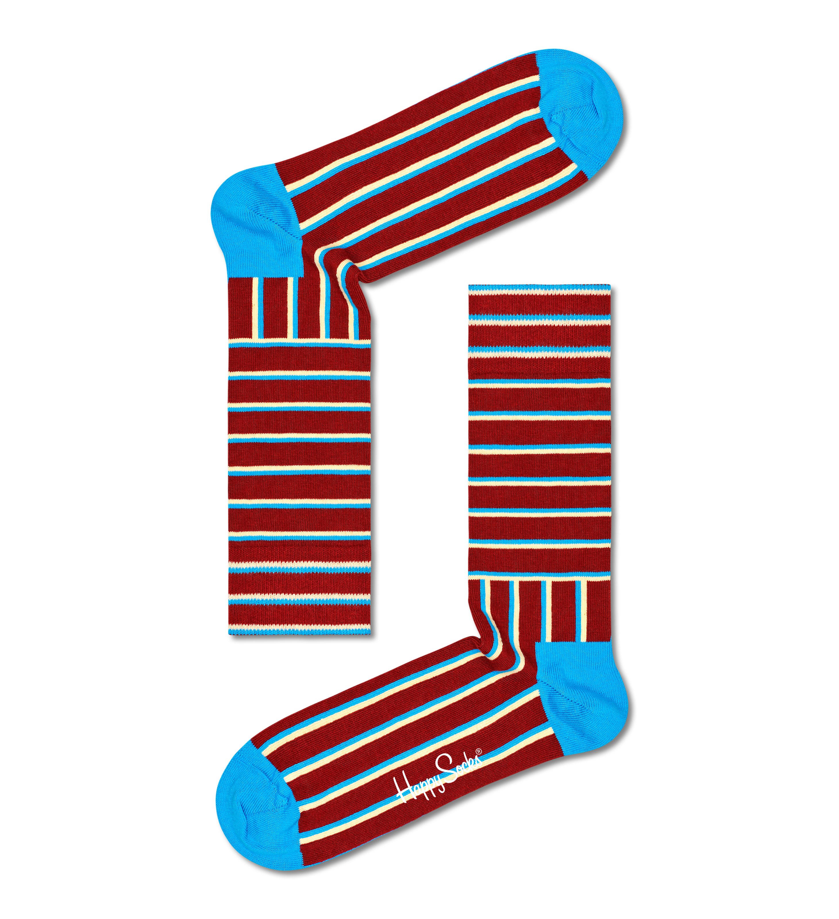 Dark Red Blocked Stripe Crew Sock | Happy Socks