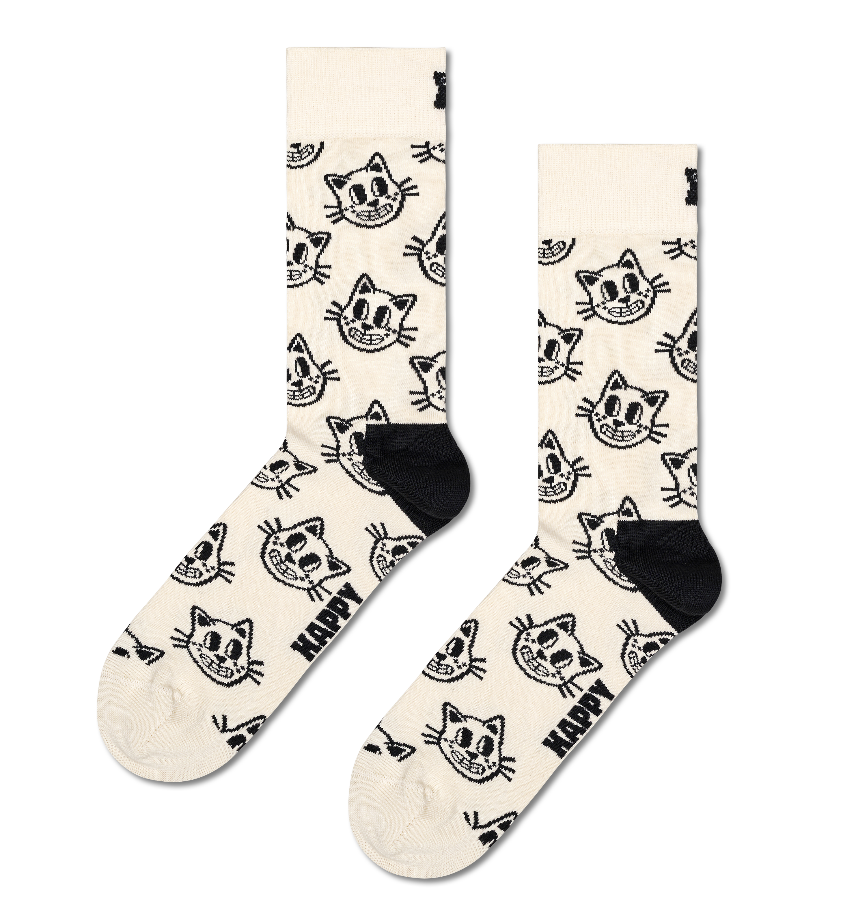 Beige Cat Crew Sock Socks Happy | US