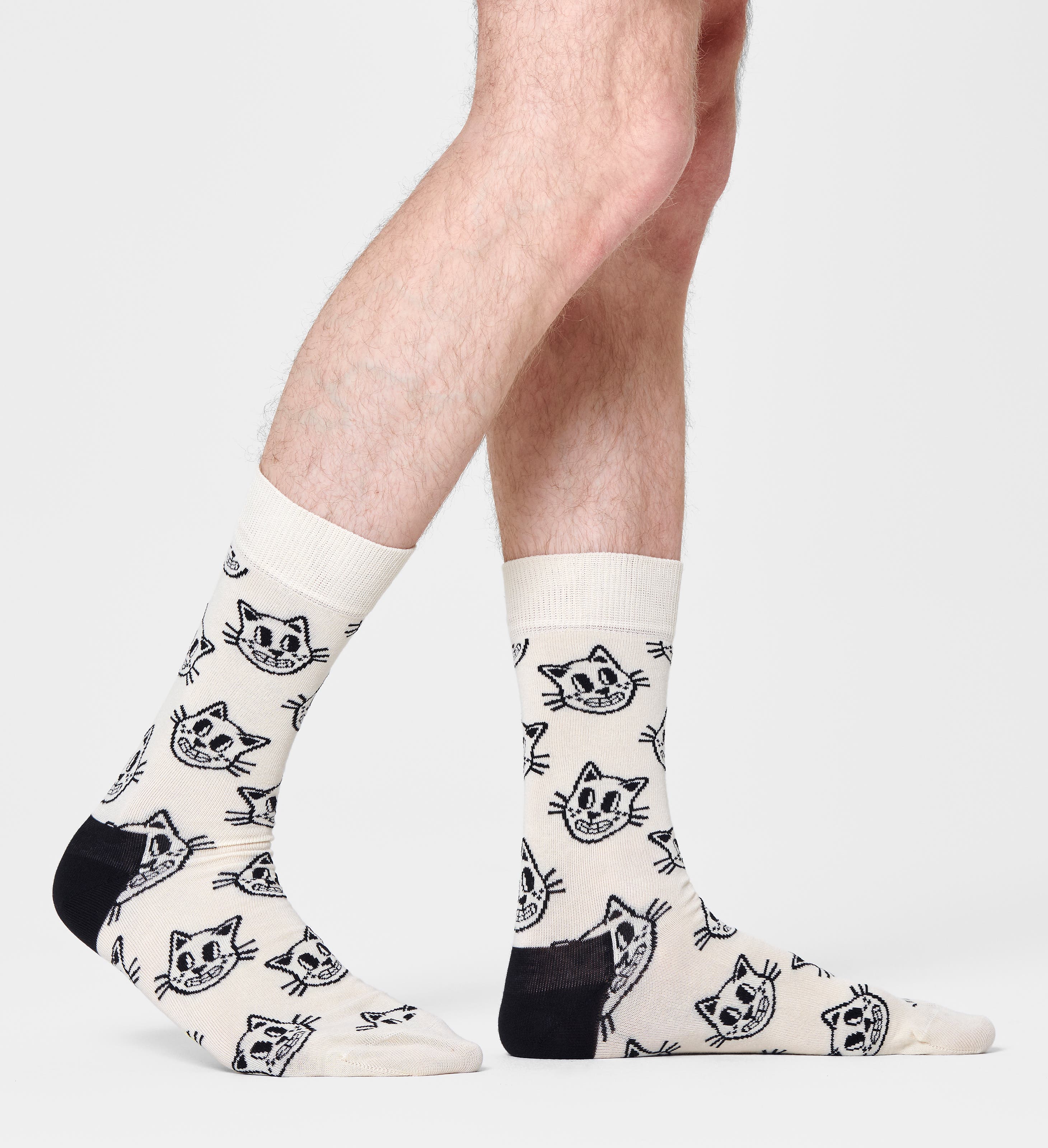 Beige Cat Crew Sock | Happy Socks US | Lange Socken