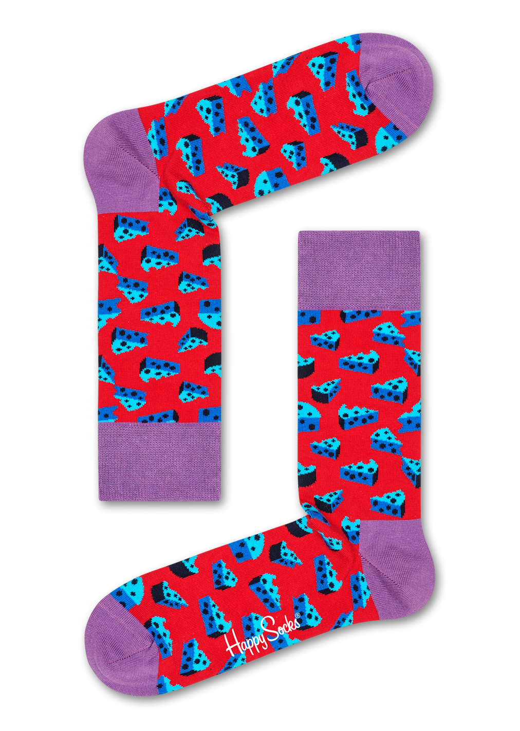 Purple Cotton Socks Cheese Pattern Happy Socks US