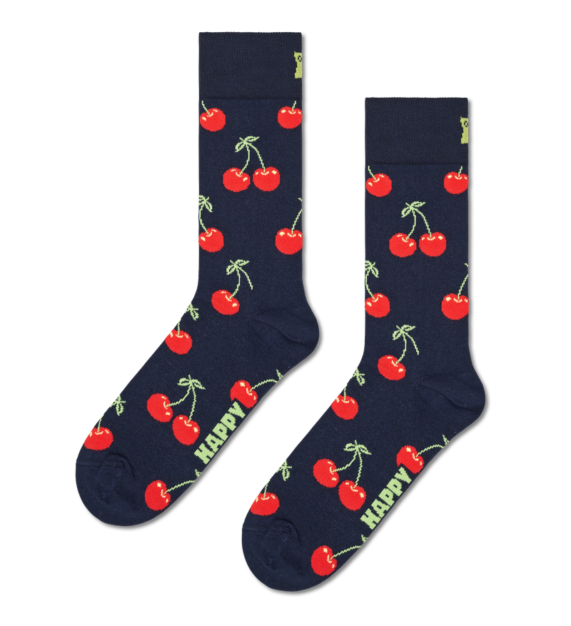 Navy Cherry Crew Socks | Colorful Fun Socks