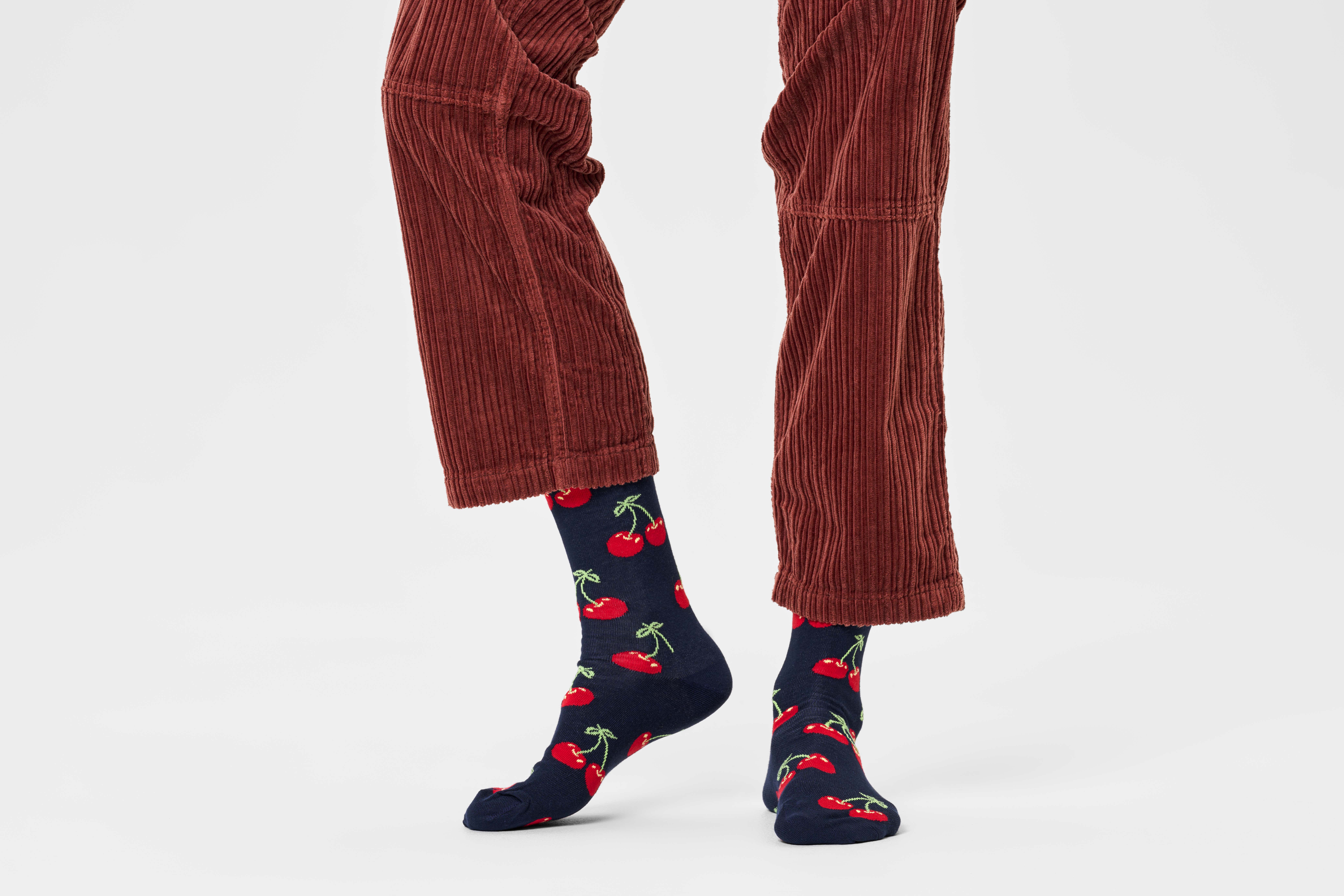 Navy Cherry Crew Socks | Colorful Fun Socks | Happy Socks US
