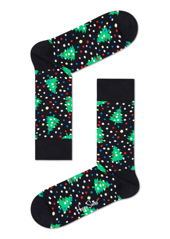 HAPPY SOCKS Calzini SANTA ON THE WAY – Cotone Morbido, Con Rinforzi Su Punta E Tallone, Unisex