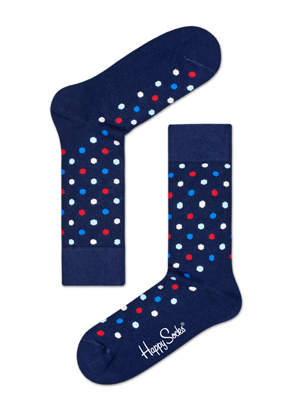 Navy Blue Cotton Crew socks: Dot pattern | Happy Socks