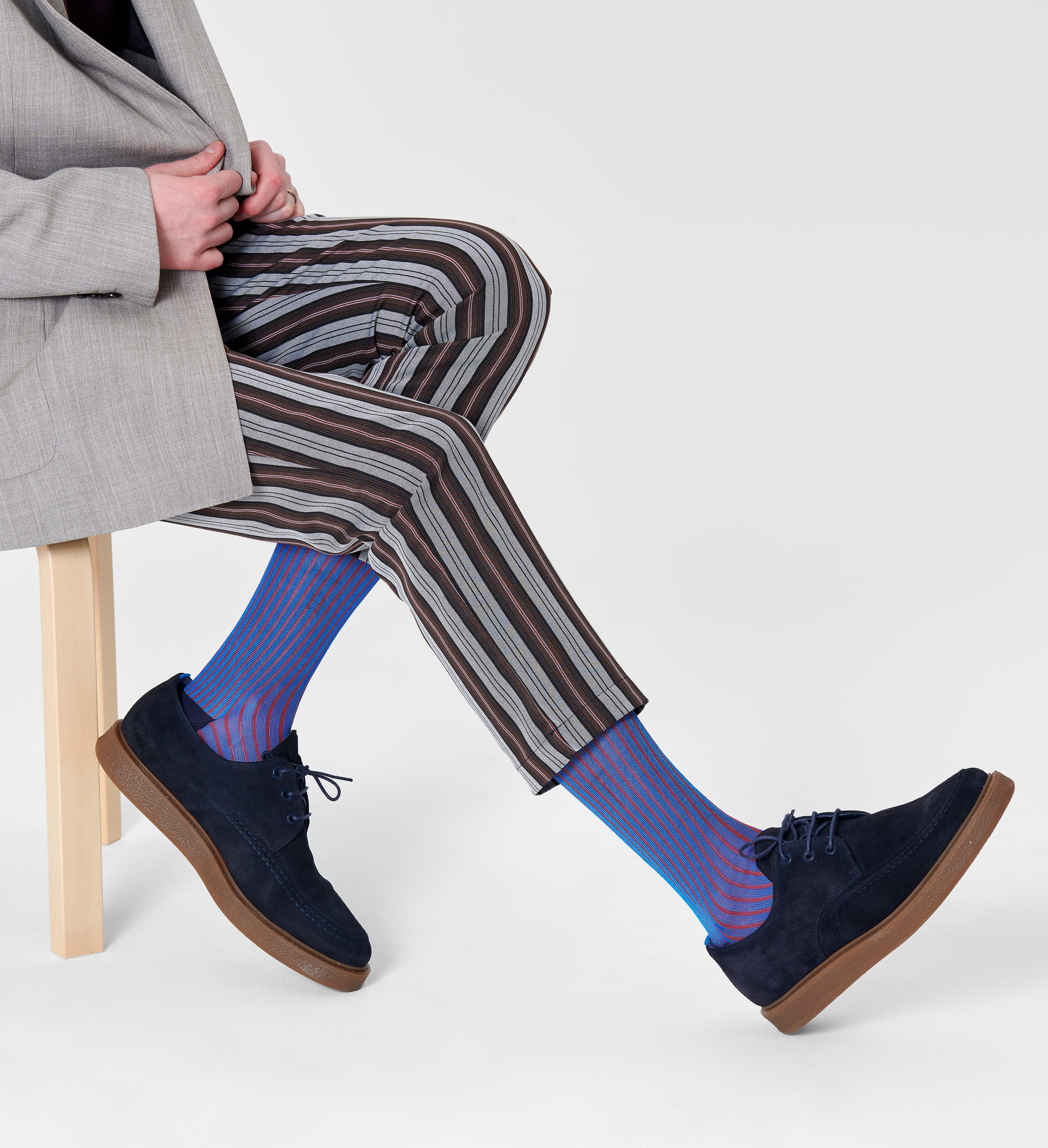 Happy Socks - Blue Suit Socks: Volume - Dressed | Happy Socks | Graphic & Abstracts | Blue, Red, Yellow