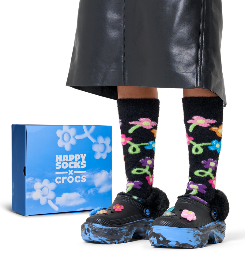 Black Happy Socks x Crocs - Balloon Flower Stomp Lined Clog