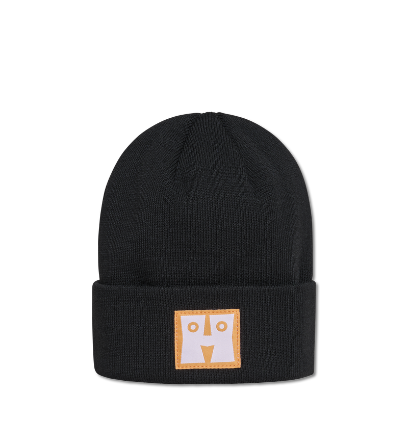 Black and Orange Mountain Beanie Fold