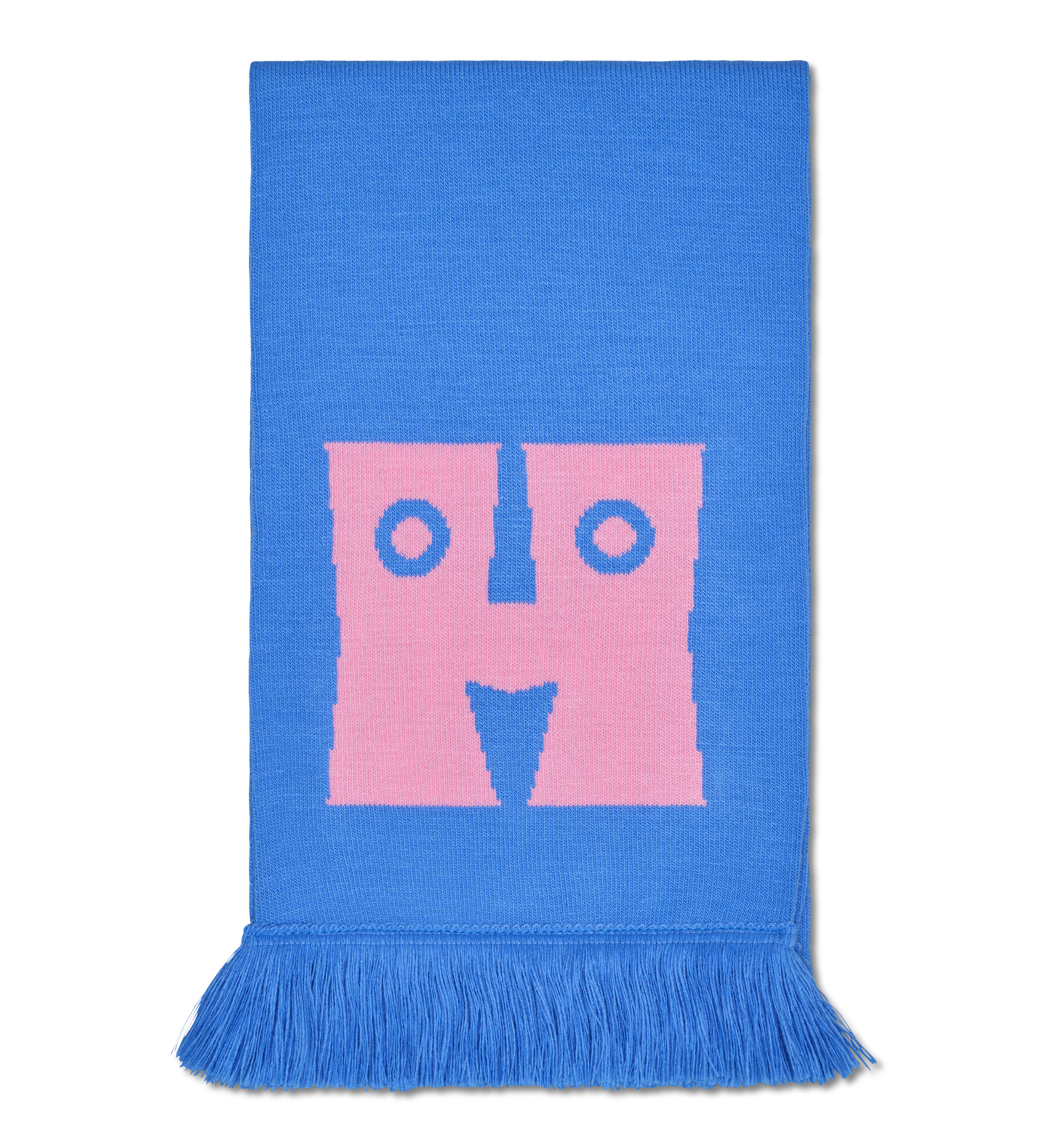 Blue and Pink Knitted Scarf