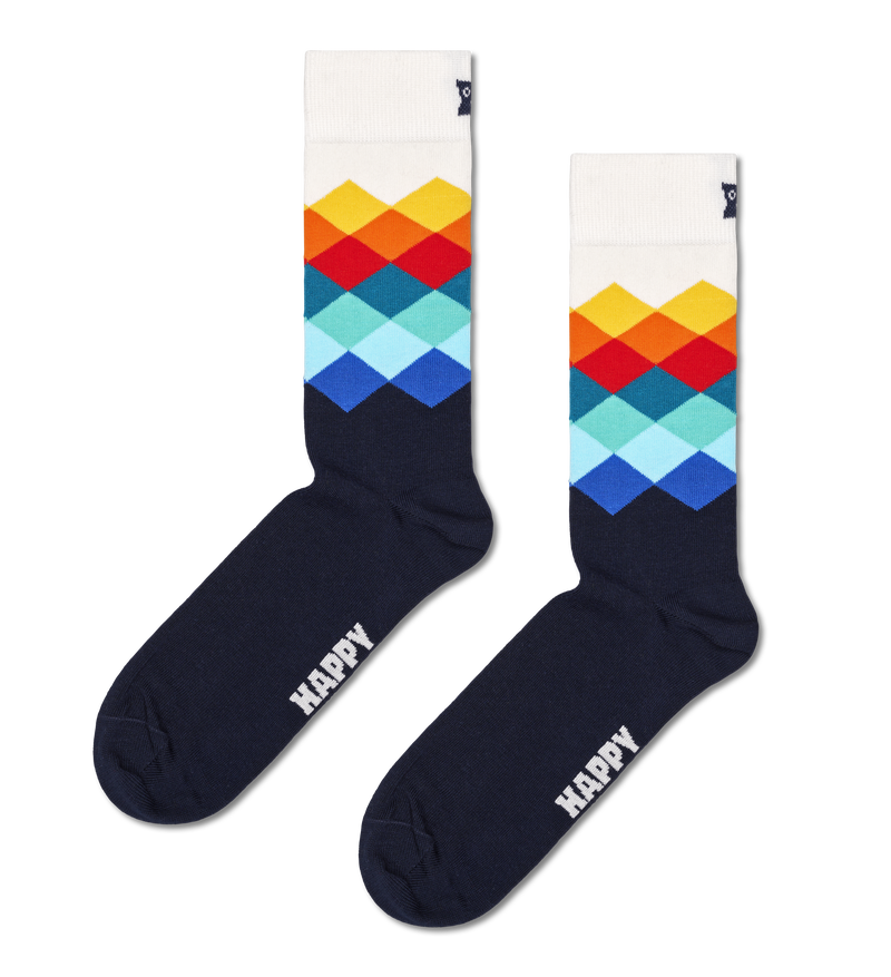 Navy Faded Diamond Crew Sock | Colorful Dress Socks