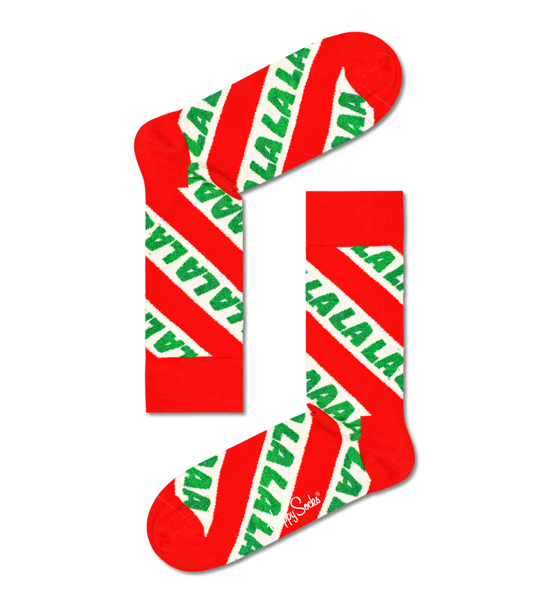 Festive Holiday Socks | Red Fa La La Crew Sock