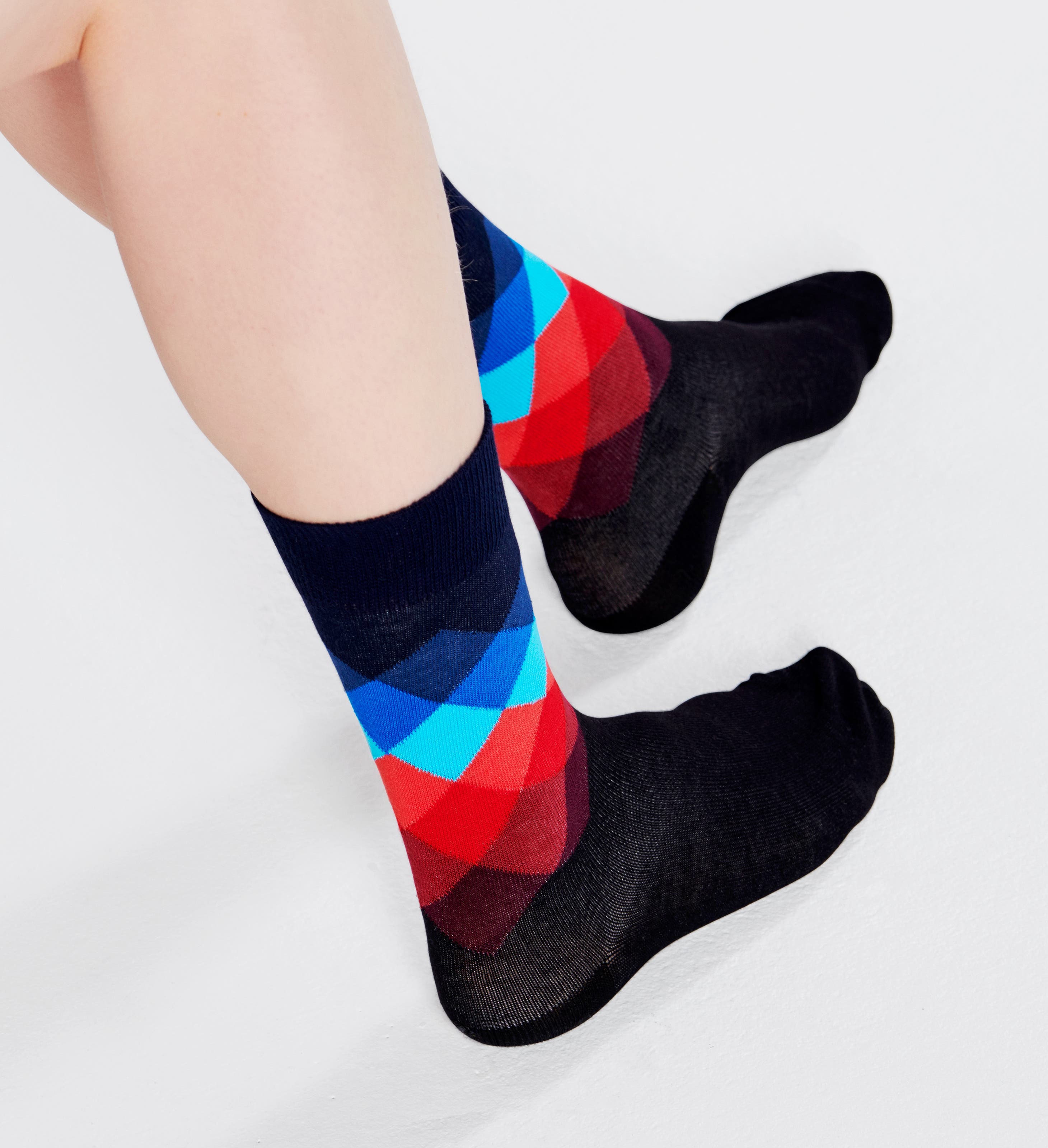 Happy Socks - Blue Talia Ankle Sock | Solid & Simple | Blue, Red