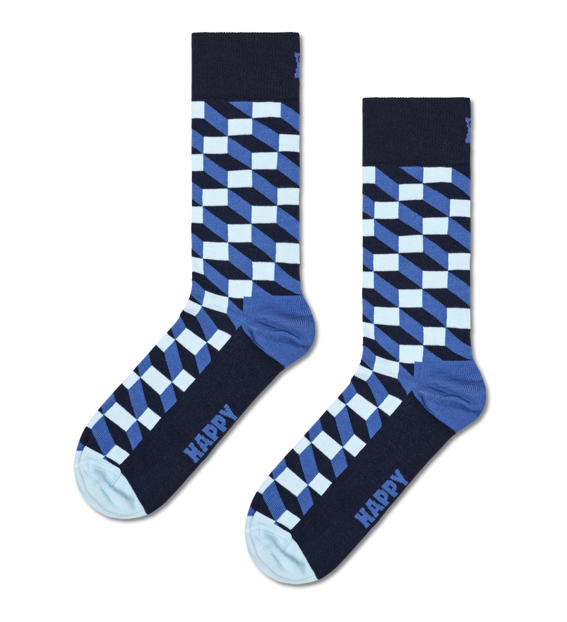 Navy Blue Crew Socks | Funky Filled Optic Design