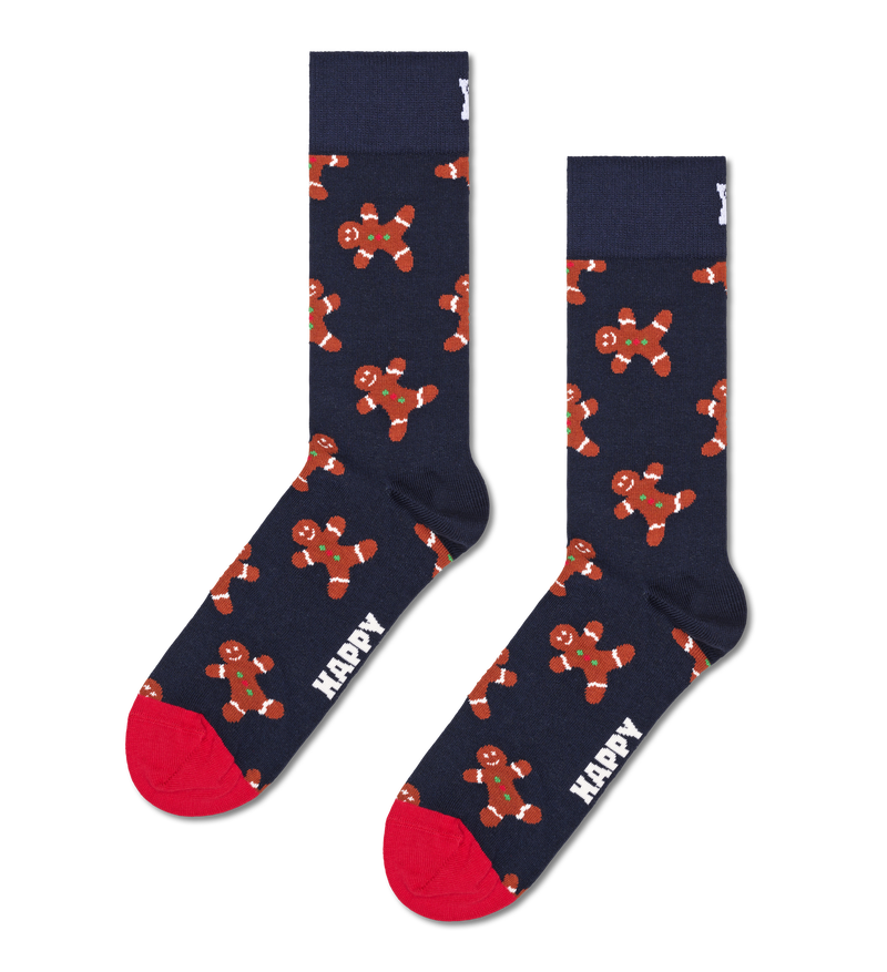 Navy Gingerbread Man Sock | Novelty Christmas Socks