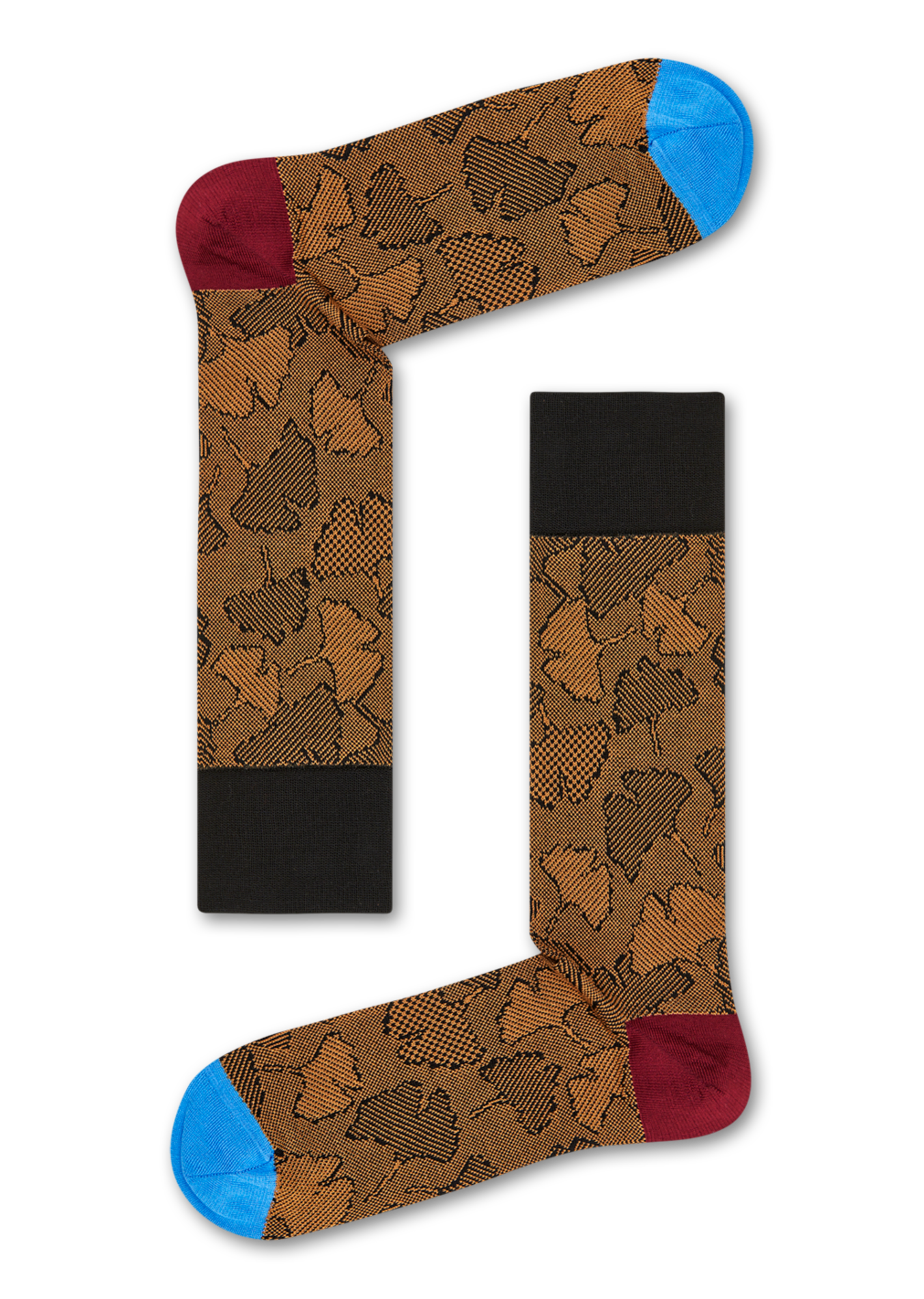 Happy Socks - Brown Suit Socks: Ginko - Dressed | Happy Socks | Nature | Brown, Dark Brown, Dark Red, Blue