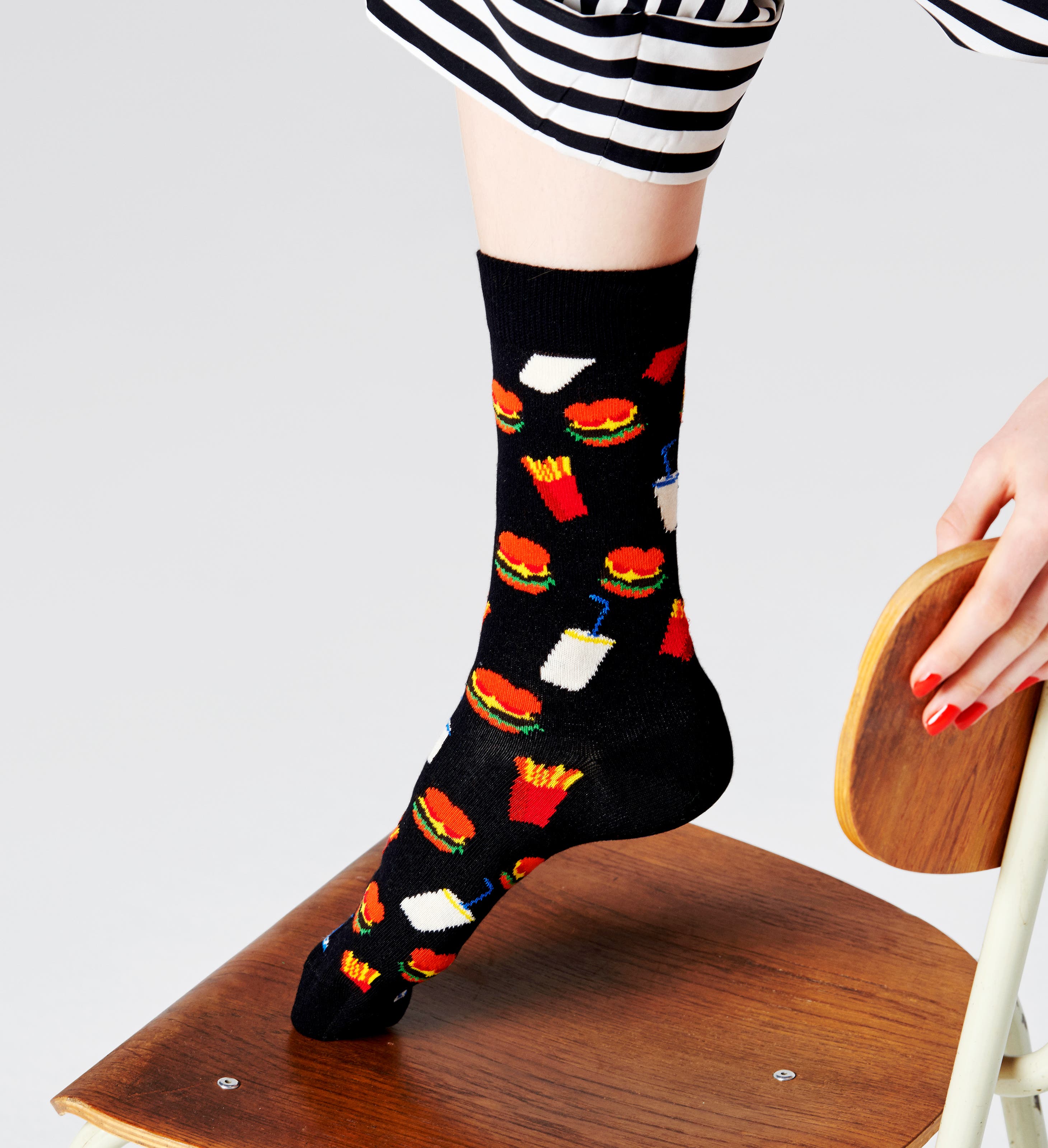 Happy Socks Embroidery Burger Sock Calcetines Unisex Adulto 