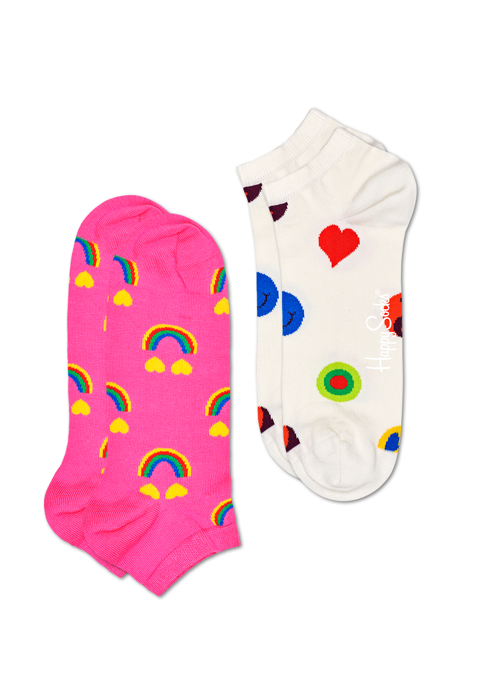 Pink Ankle Sock 2pc: Happy Rainbow | Happy Socks