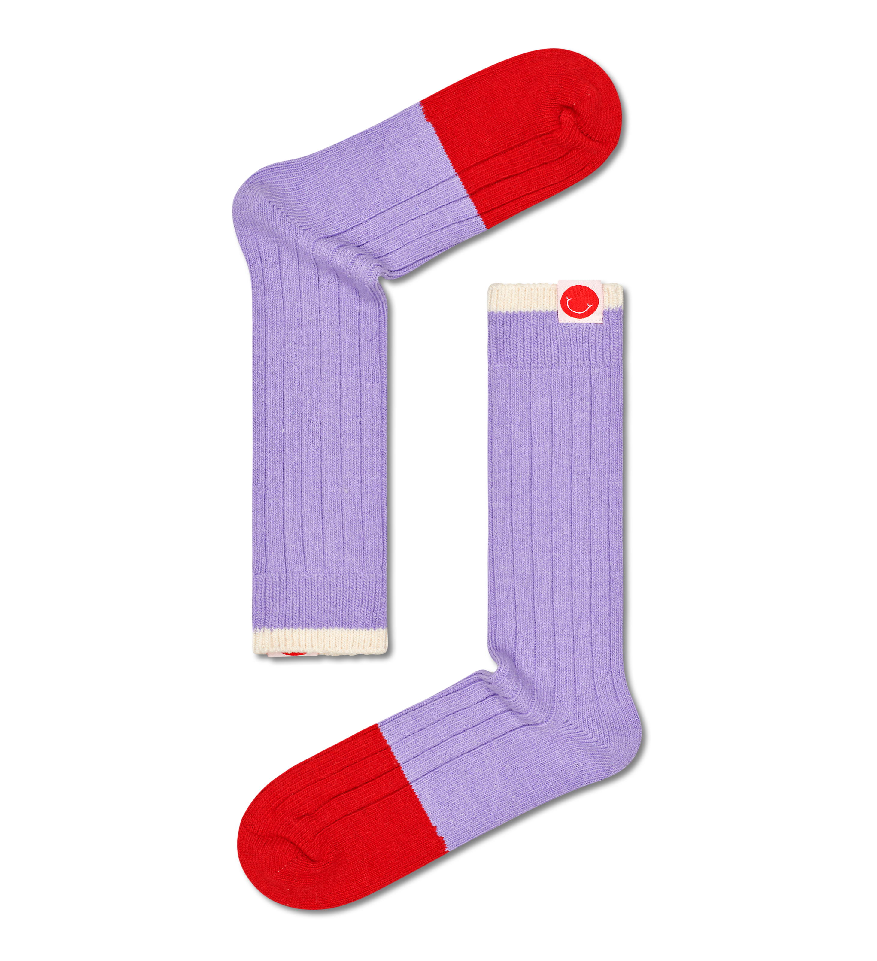 Light Purple Heavy Knit Blocked Crew Sock | Happy Socks