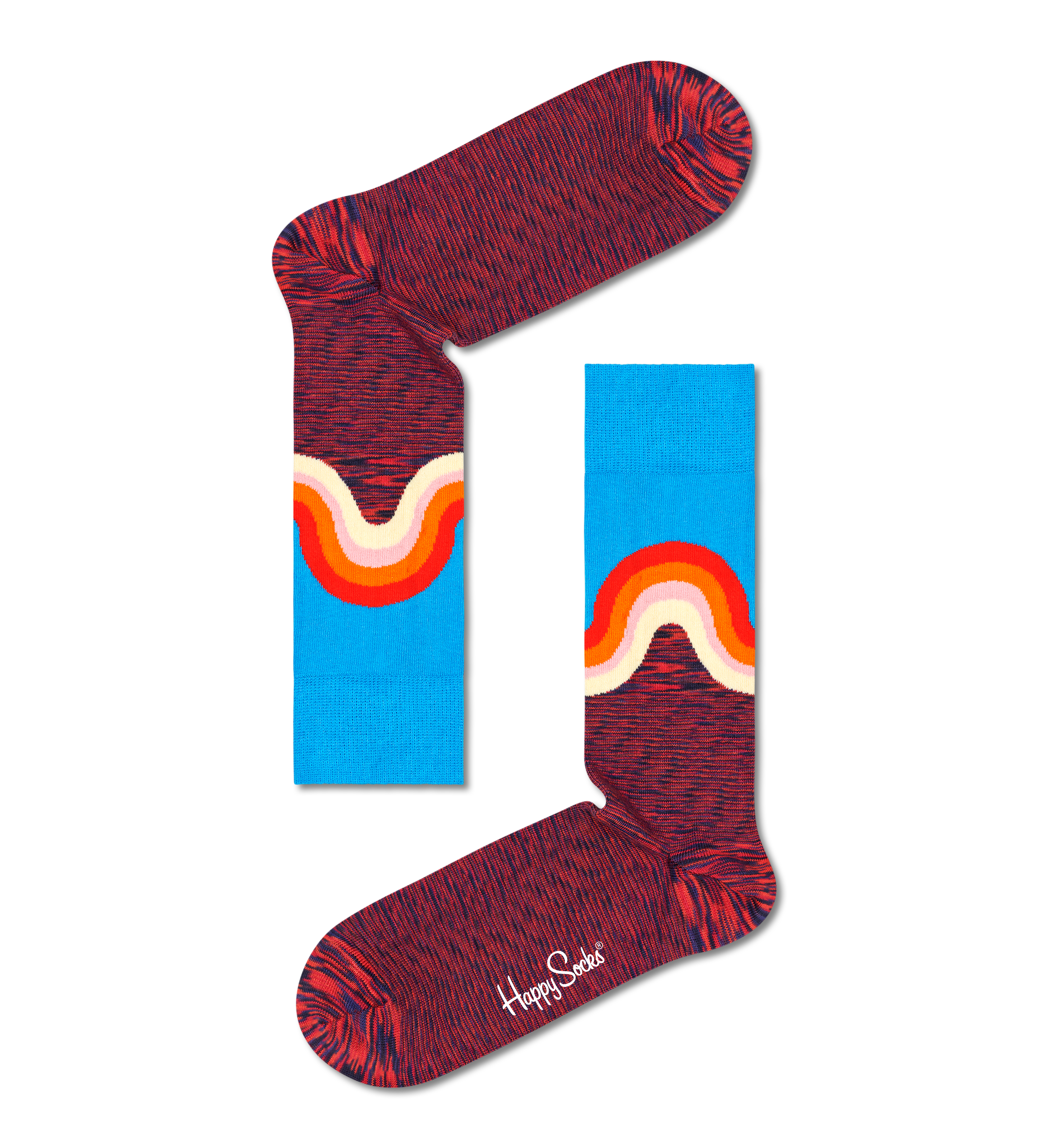 Dark Red Jumbo Wave Crew Sock | Happy Socks