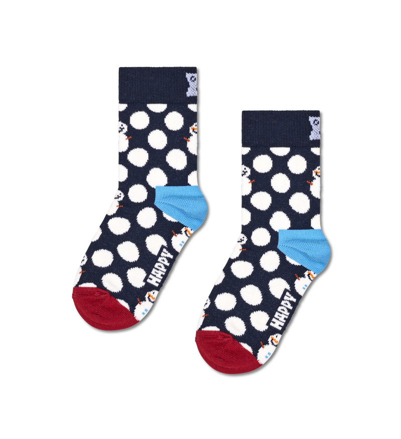 Navy Kids Christmas Socks | Big Dot Snowman Crew Sock