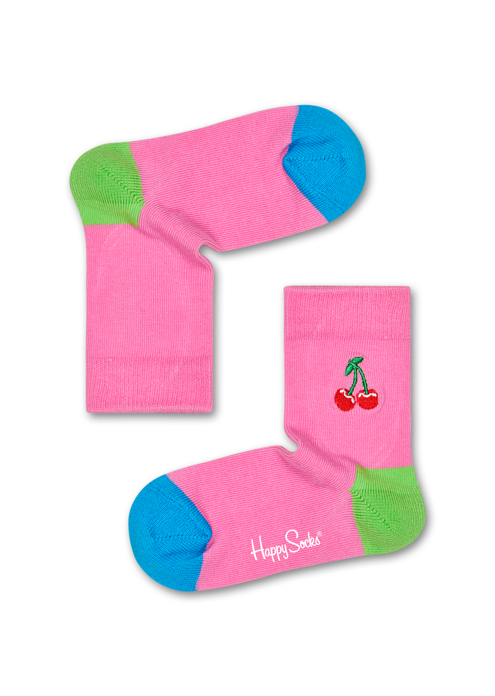 Cherry Embroidery Socks, Pink - Kids| Happy Socks