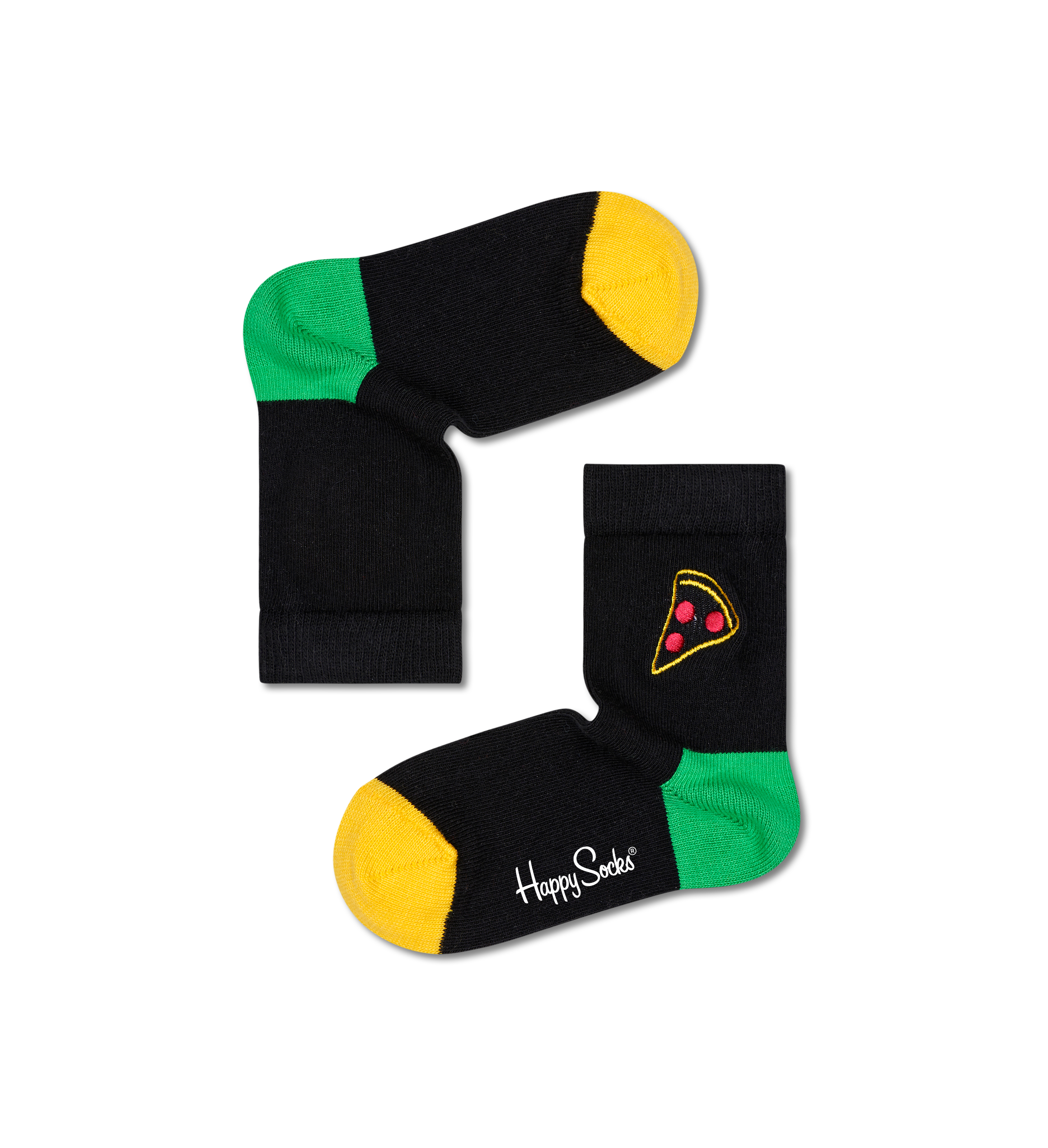 Black Pizza Slice Kids Embroidery Sock | Happy Socks