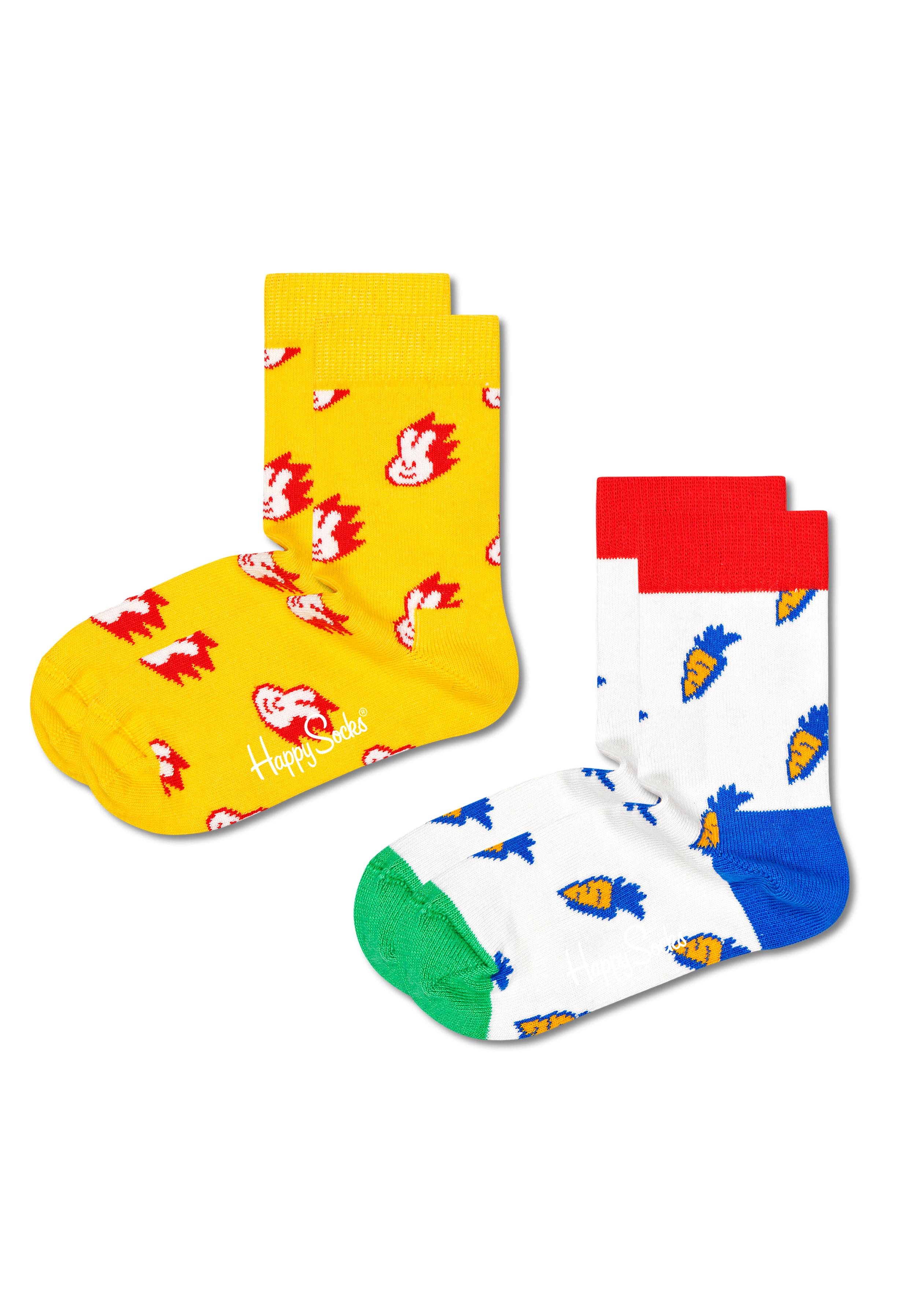 Yellow Bunny & Carrot 2-Pack Kids Socks | Happy Socks