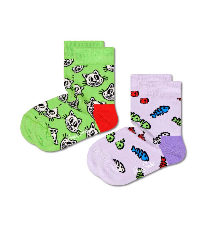 Kids 2-Pack Cat and Fish Socks