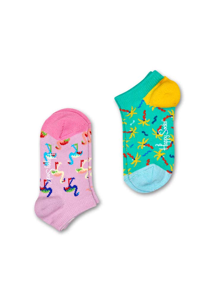 Kids 2-Pack Confetti Palm Low Socks