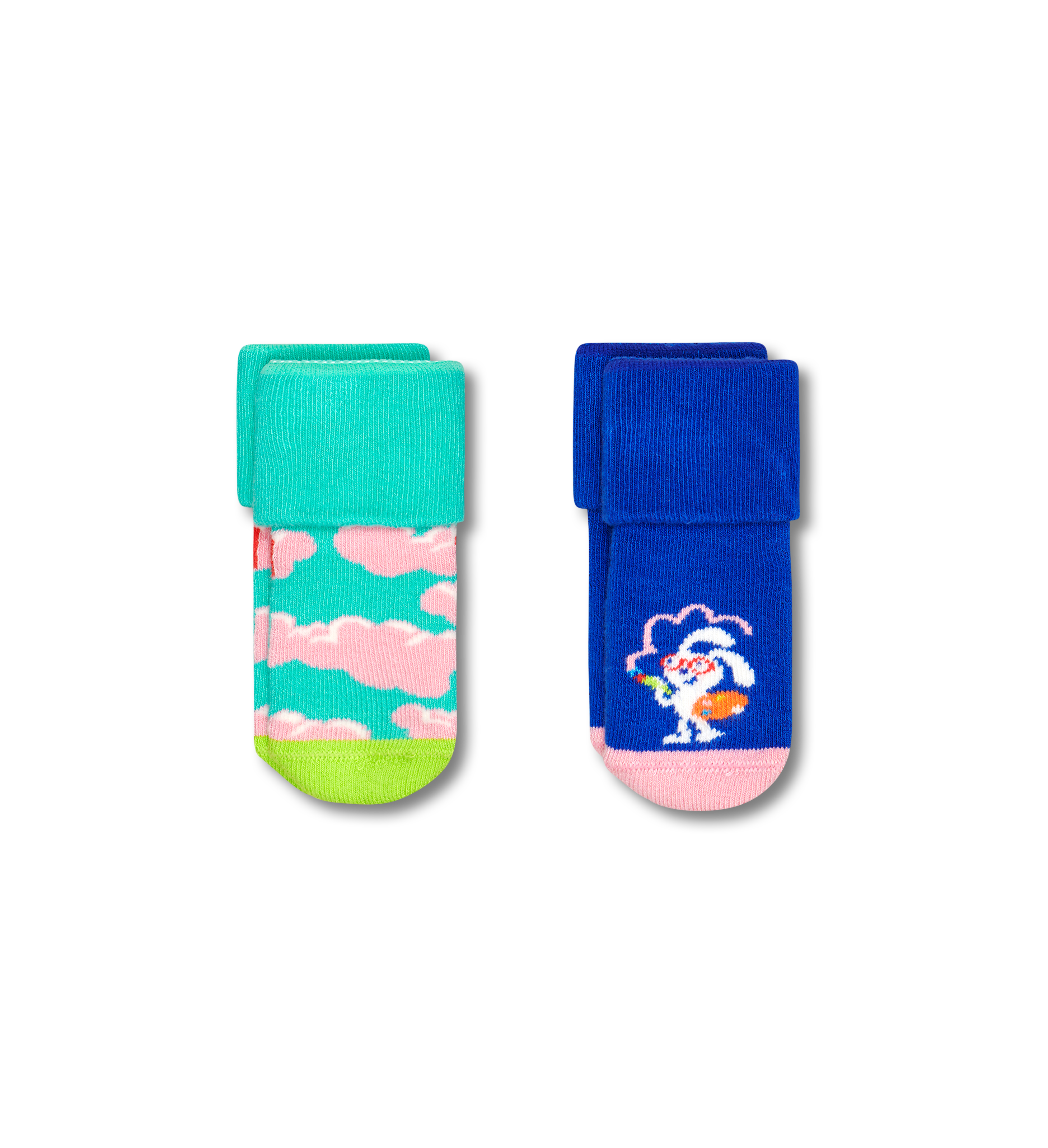 Light Blue 2-Pack Kids Clouds Terry Crew Sock | Happy Socks