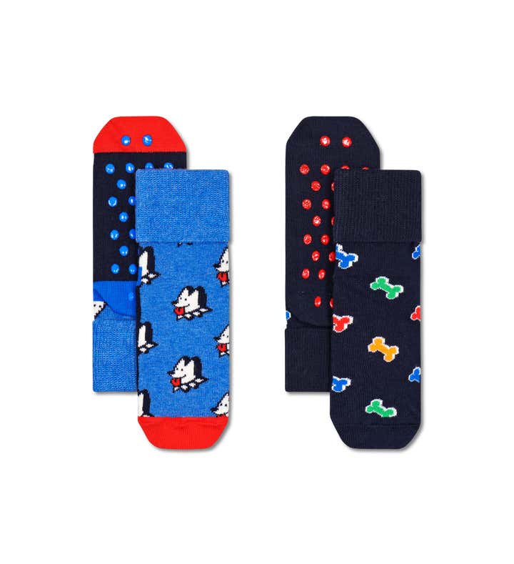 2-Pack Kids Dog & Dog Bone Anti Slip Socks