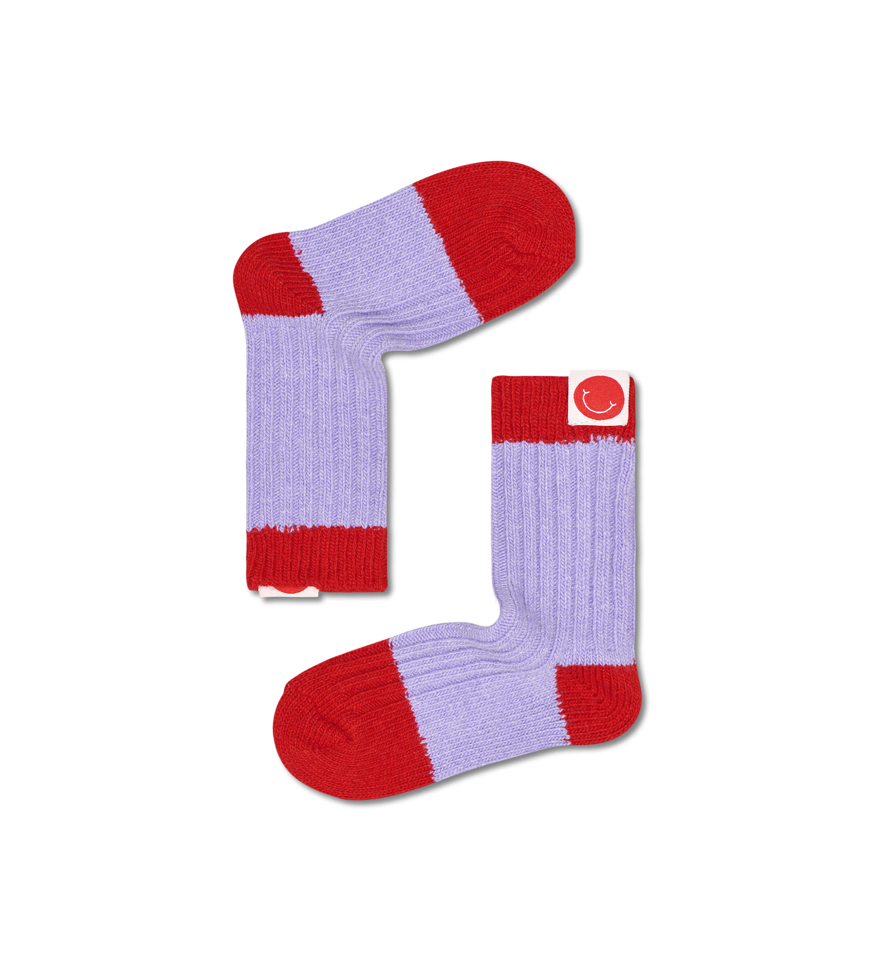 Light Purple Kids Heavy Knit Blocked Crew Sock | Happy Socks