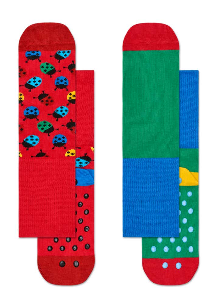 Kids 2-Pack Ladybug Anti-Slip Socks 