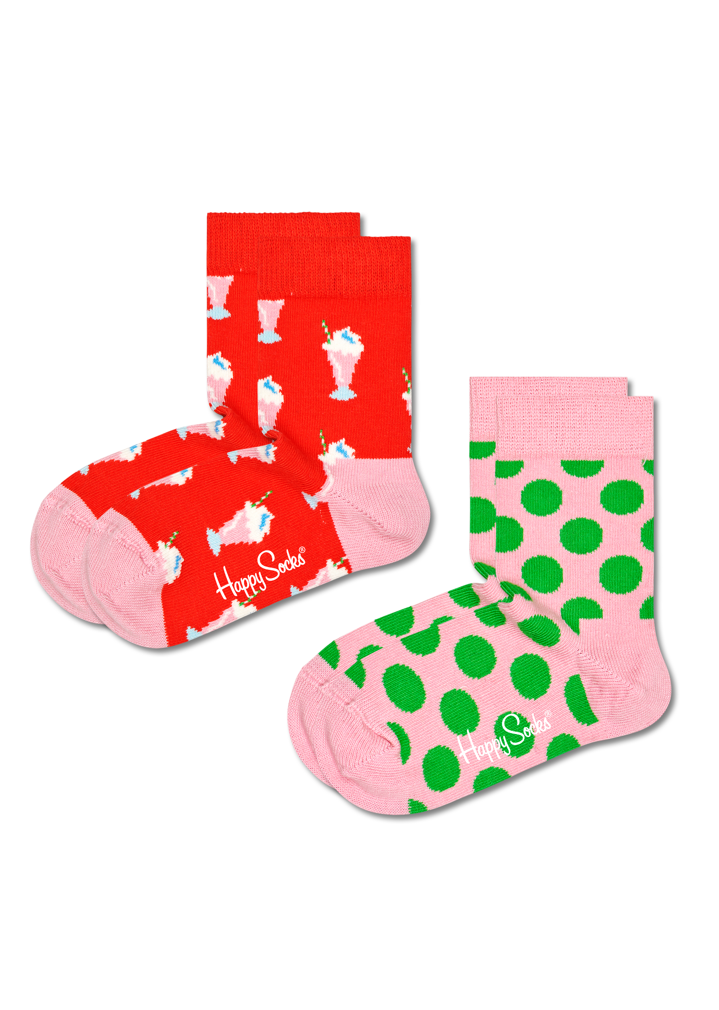 Red 2-Pack Kids Milkshake Crew Sock | Happy Socks