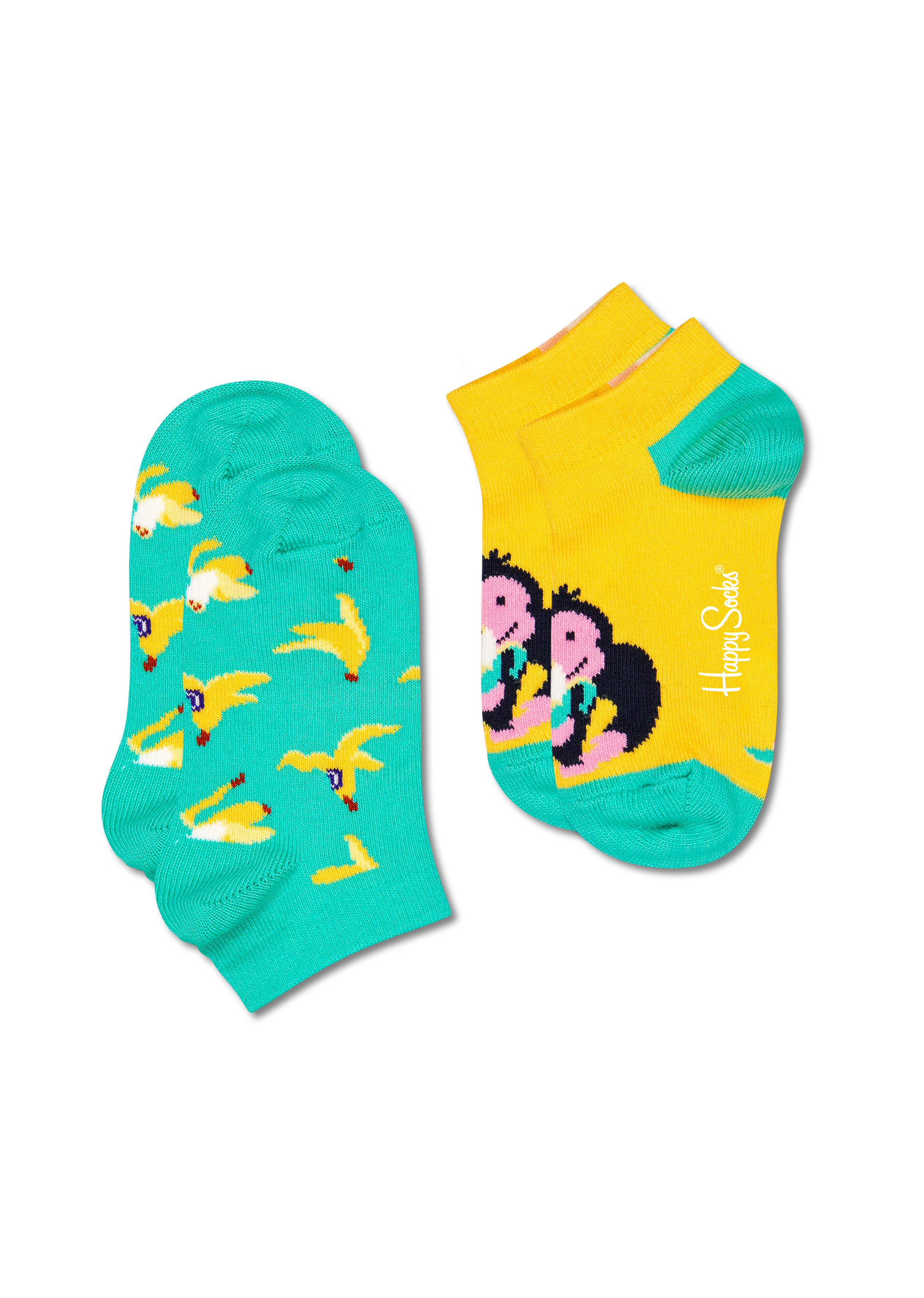 Green Monkey & Banana 2-Pack Kids Low Sock | Happy Socks