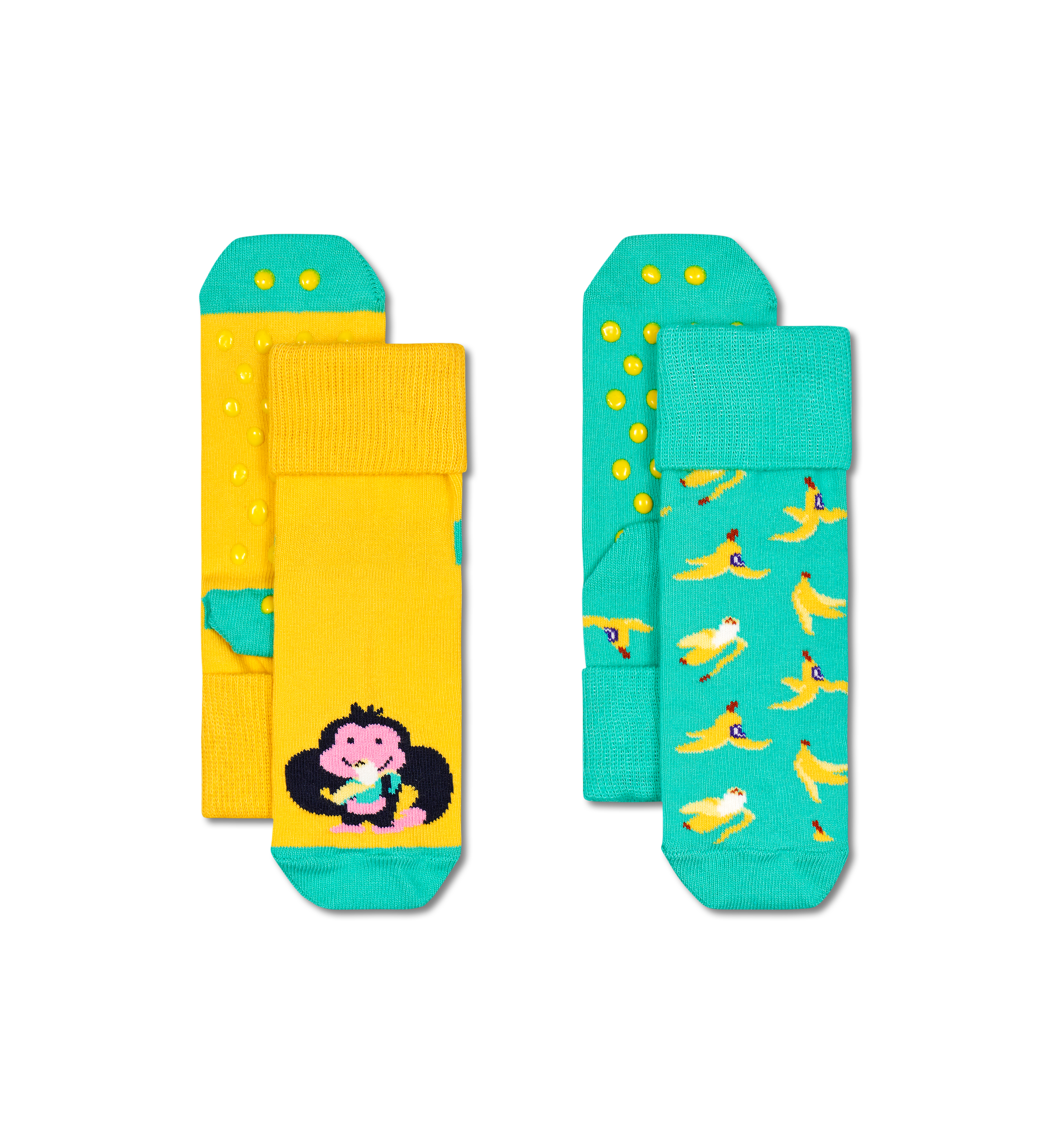 Green Monkey & Banana 2-Pack Kids Anti Slip | Happy Socks