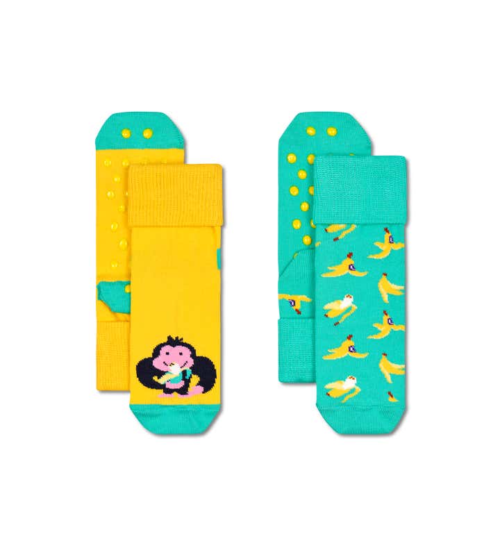 2-Pack Kids Monkey & Banana Anti Slip Socks