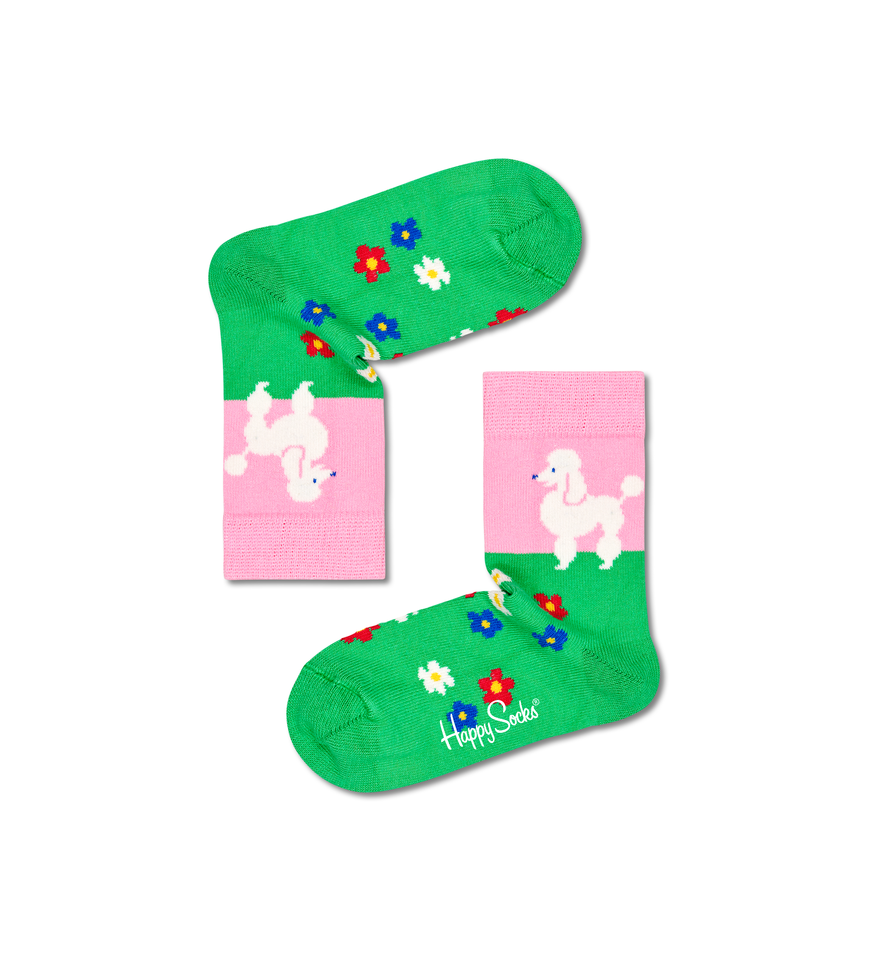 Green Poodle & Flowers Kids Sock | Happy Socks