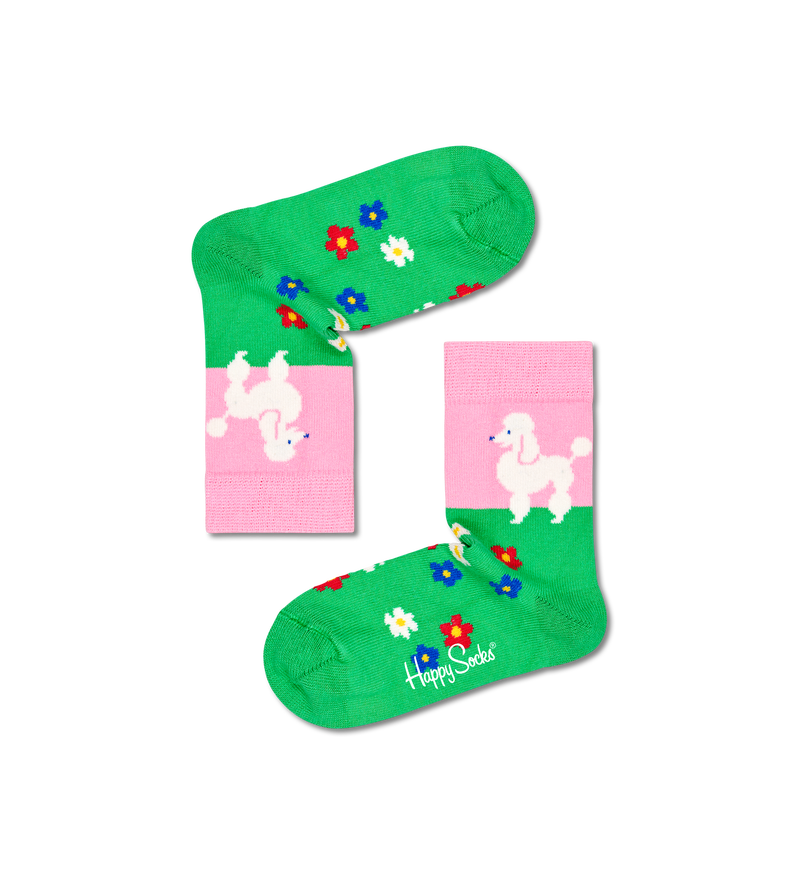 Cute Kids Socks | Poodle & Flowers Fun Design